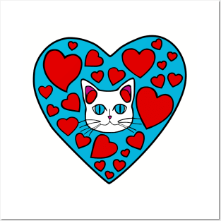 Kitty Love Hearts Posters and Art